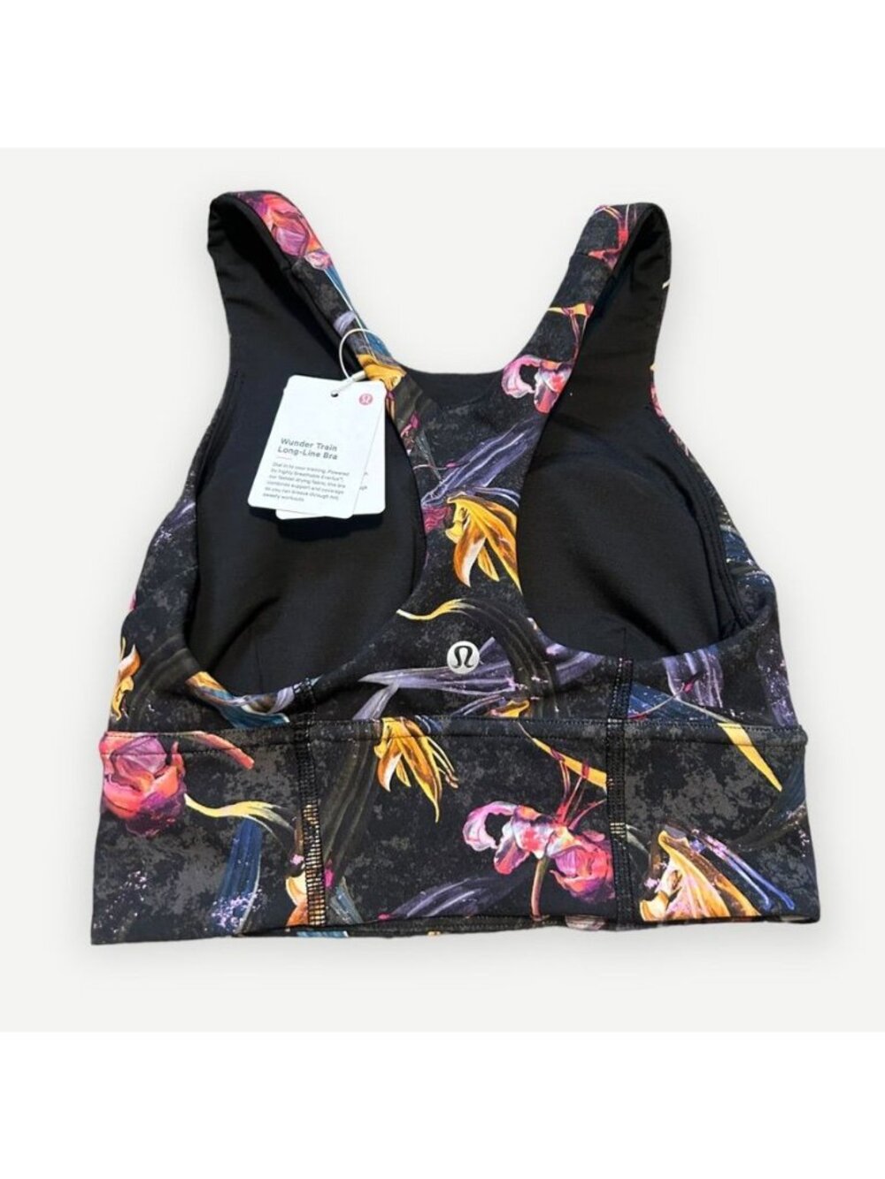 NEW Lululemon Wunder Train Longline Bra 2 Veiled Floral Black Multi Everlux NWT